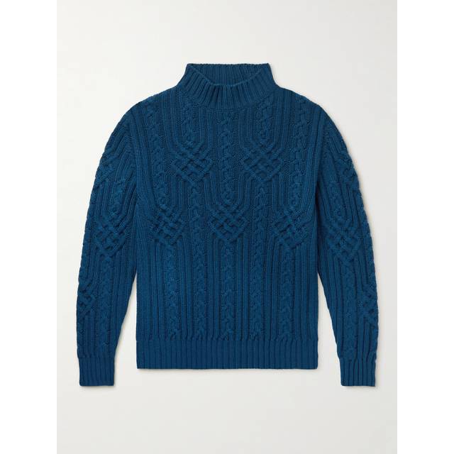 Loro Piana - Ribbed Cable-Knit Cashmere Rollneck Sweater - Men - Blue - IT 46