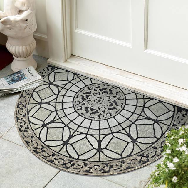 Half Round Door Mat for Outside Entry Rug Decorative Welcome Mat for Front Outdoor Entrance Sassafras Doormat 2 x 3 Rug Nonslip Indoor Rubber Dirt Tra
