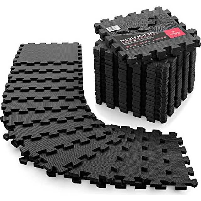 Interlocking Soft Foam Floor Mat - 18 Pieces Protective Gym Flooring Set, Exercise Mats EVA Puzzle Rubber Tiles, Ground Surface Protection Play