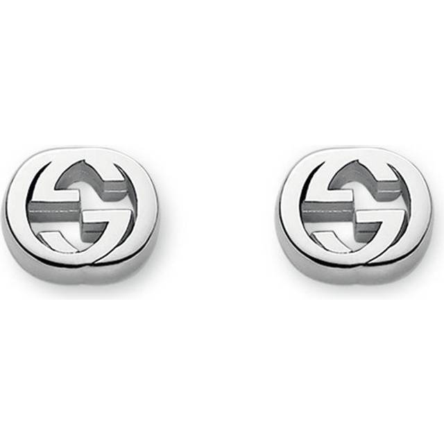 Gucci Interlocking Motif Sterling Silver Rhodium Plated Stud Earrings