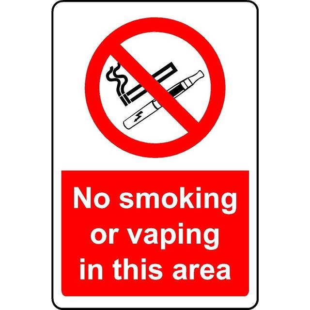 No smoking or vaping in this area safety sign - 1mm Plastic sign - 200mm x 150mm