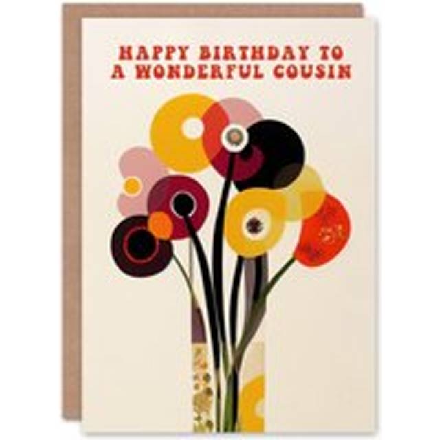Cousin happy birthday cheerful spring flowers abstract for her greeting card