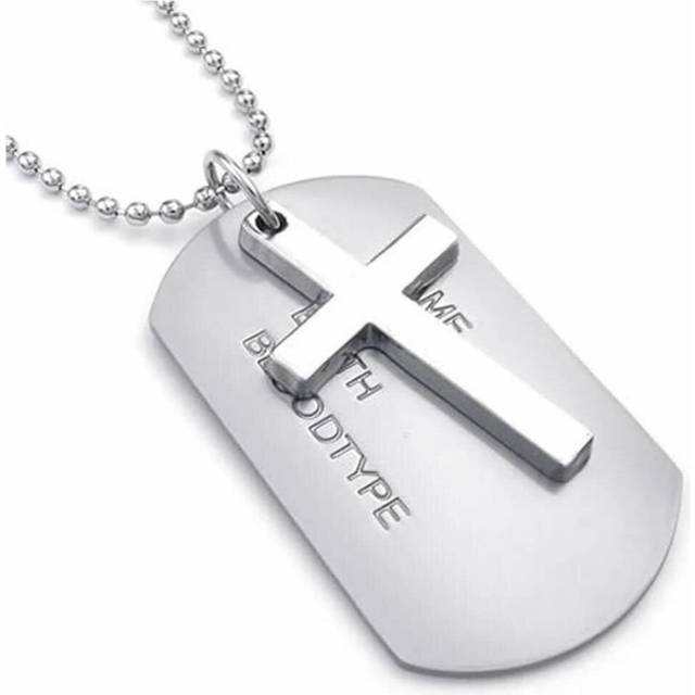 Jewelry Men's Necklace, Style Tags Dog Tag Alloy Pendant with 68cm Chain, silver - Silver