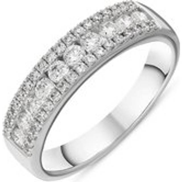 18ct White Gold Diamond Three Row Half Eternity Ring