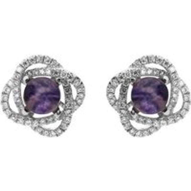 18ct White Gold Blue John Diamond Swirl Stud Earrings