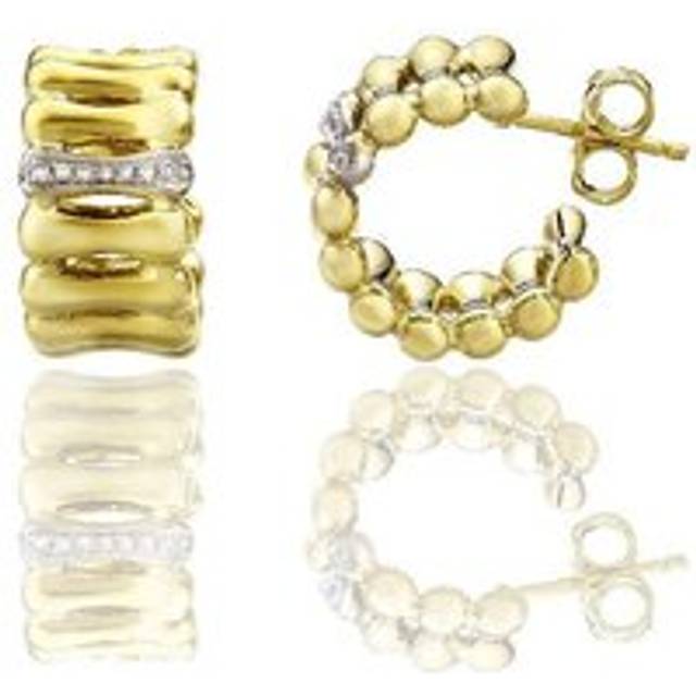 Chimento Bamboo Over 18ct Yellow Gold 0.07ct Diamond Hoop Earrings