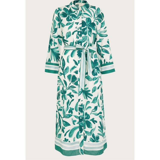 Monsoon Naomi Print Shirt Dress - Green