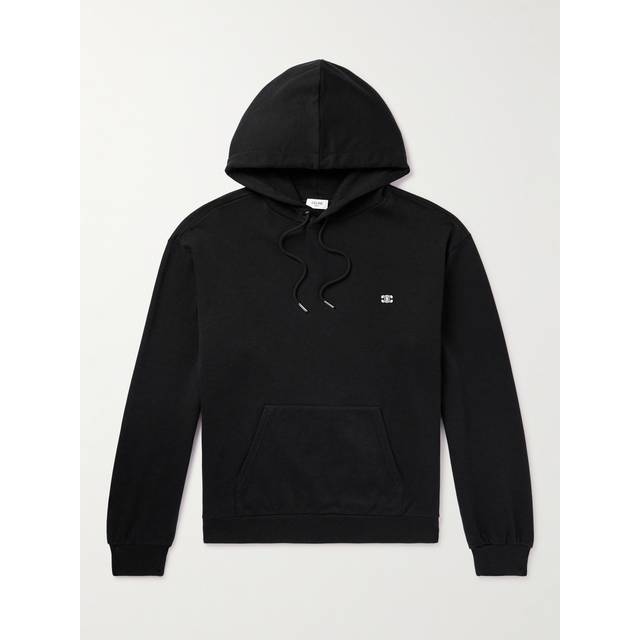 CELINE HOMME - Logo-Embroidered Cotton and Cashmere-Blend Hoodie - Men - Black - XL