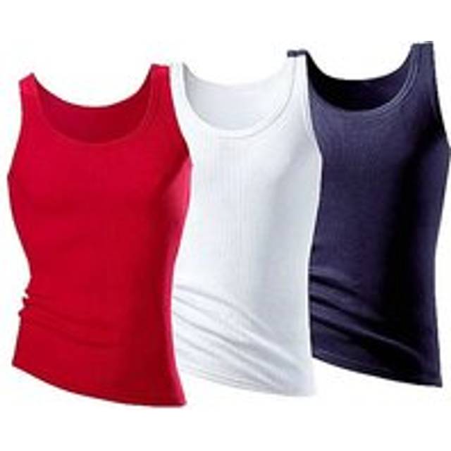 H.I.S Men's Pack of 3 Double Rib Tank Tops - Grey