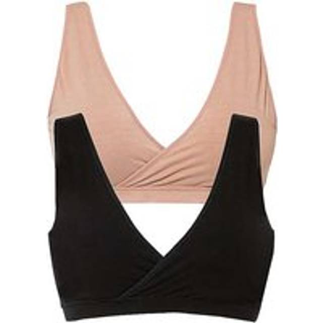 bonprix Pack of 2 Organic Cotton Non-Wired Multiway Bras - Black / Sand