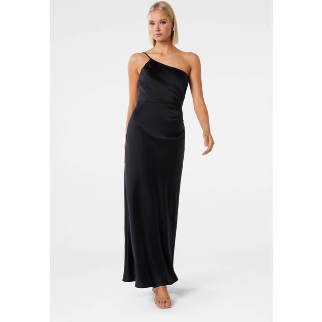Forever New Women's Kelly One-Shoulder Satin Maxi Dress in Navy, Size 16 Main/Polyester
