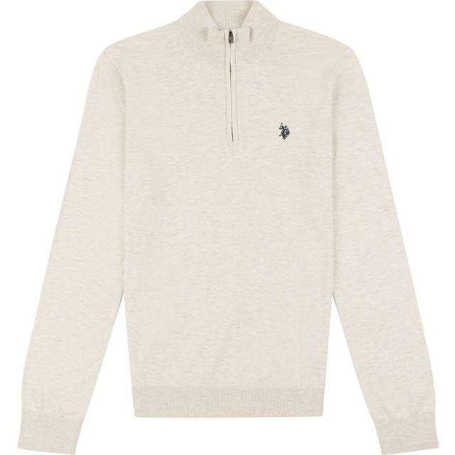 Ecru Half Zip Cotton Blend Jumper - Cream (XXL)