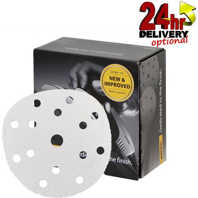 "Mirka White Basecut Velro 150mm Sanding Discs - Box 100 6"" Abrasive P320 Grit"