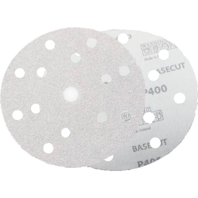 "Mirka White Basecut Velcro 150mm Sanding Discs - 50 Sheets 6"" Abrasive P400 Grit"