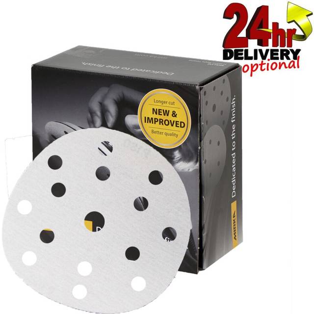 "Mirka White Basecut Velro 150mm Sanding Discs - Box 100 6"" Abrasive P240 Grit"