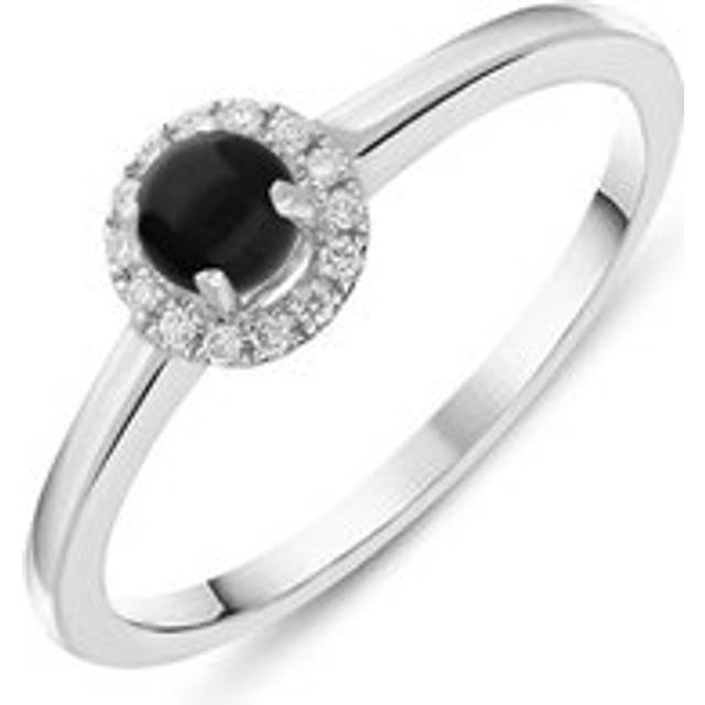 18ct White Gold Whitby Jet Diamond Round Cluster Ring - Option1 Value White Gold