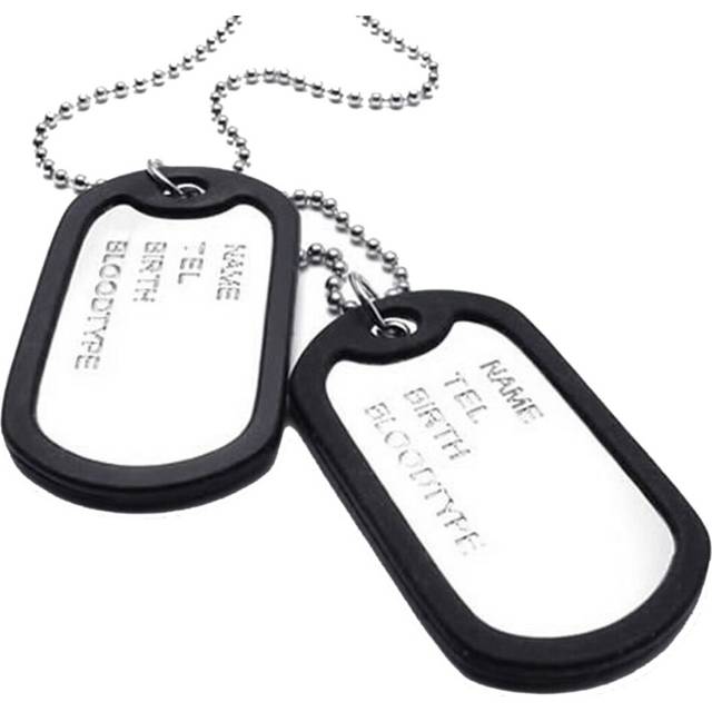 Jewelry Mens Necklace, 2 Tag Style Dog Tag Pendant with 68 cm Chain, silver black