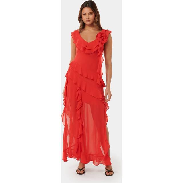 Forever New Women's Olivia Ruffle Dress in Chilli Red, Size 6 Main/Polyester
