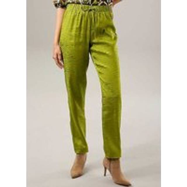 Aniston Shiny Straight Leg Trousers - Green