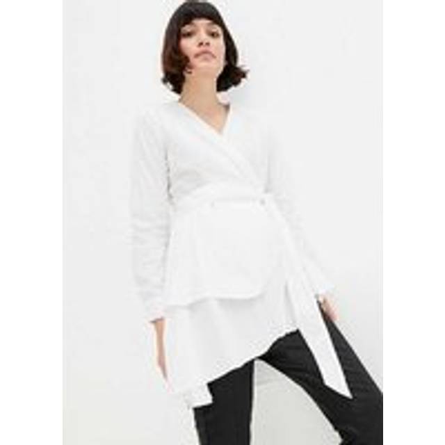 bonprix Belted Wrap Blouse - White