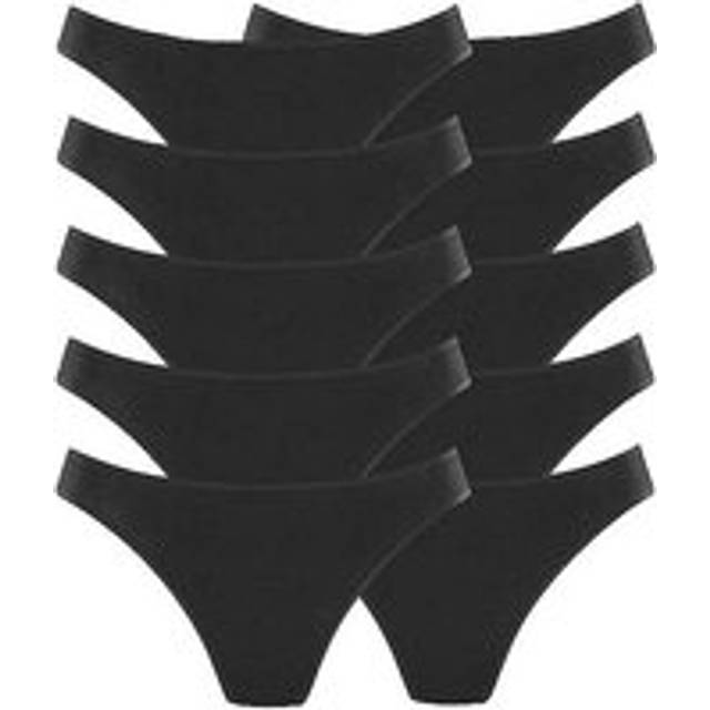 Petite Fleur Pack of 10 Thongs - Black