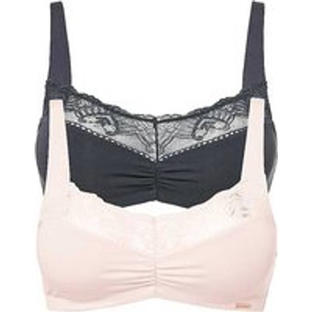 bonprix Pack of 2 Non Wired Bralettes - Pale Pink/navy