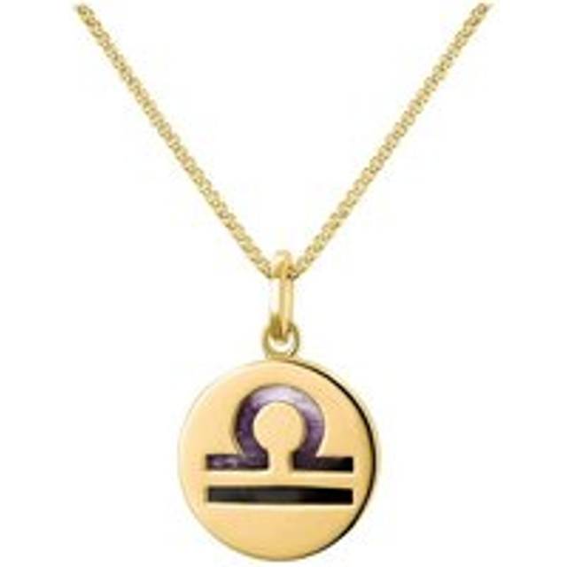 9ct Yellow Gold Blue John Zodiac Libra Round Necklace - Gold
