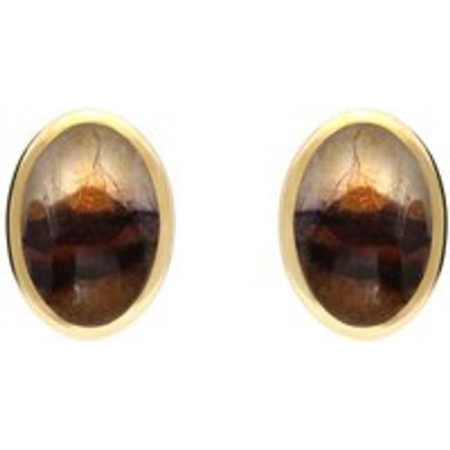9ct Yellow Gold Blue John Oval Studs