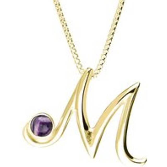 9ct Yellow Gold Blue John Love Letters Initial M Necklace - Yellow Gold