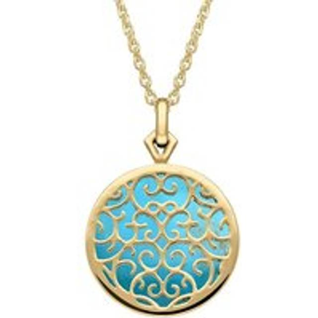 9ct Yellow Gold Turquoise Flore Filigree Necklace