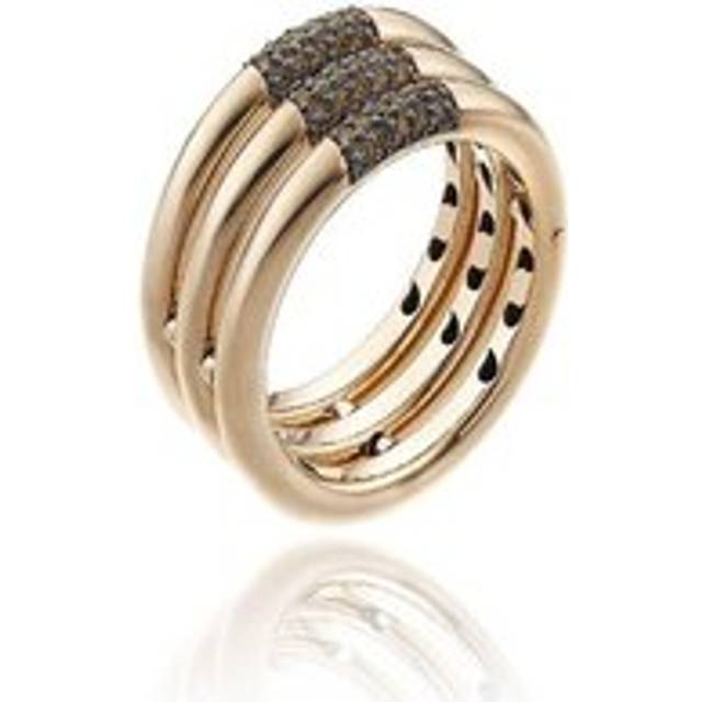 Chimento Bamboo Pure 18ct Rose Gold 0.24ct Brown Diamond Triple Ring