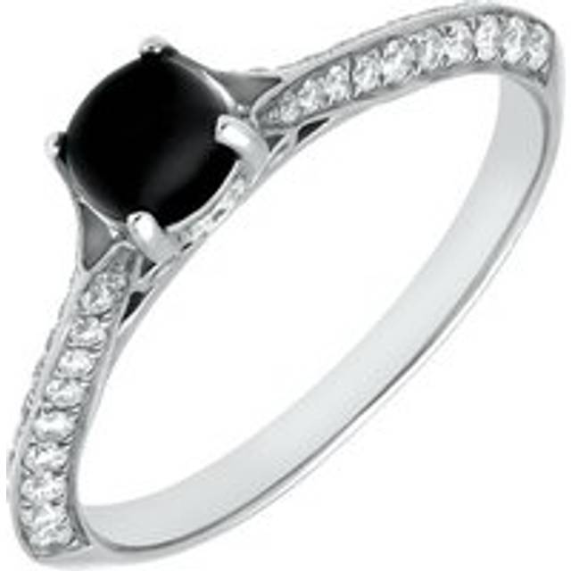 18ct White Gold Whitby Jet 0.30ct Diamond Ring