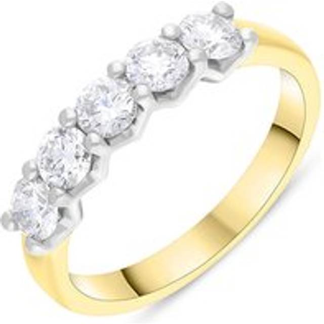 18ct Yellow Gold Platinum 1.00ct Diamond Five Stone Half Eternity Ring