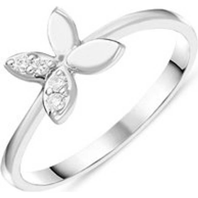 18ct White Gold 0.06ct Diamond Butterfly Ring - Option1 Value White Gold