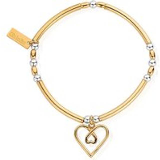 ChloBo Sterling Silver Gold Plated Divine Love Heart Bracelet - Yellow Gold PVD