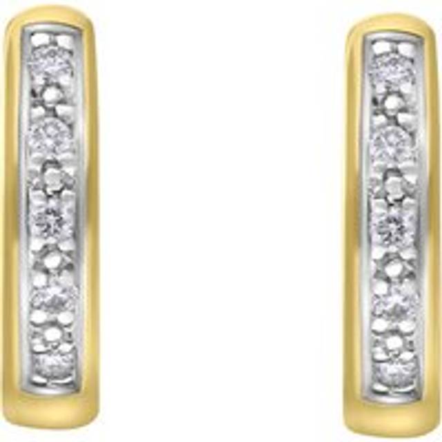 18ct Yellow Gold Diamond 10mm Domed Hoop Earrings