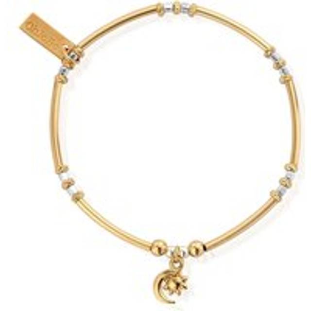 ChloBo Sterling Silver Gold Plated Double Star Bracelet - Yellow Gold PVD