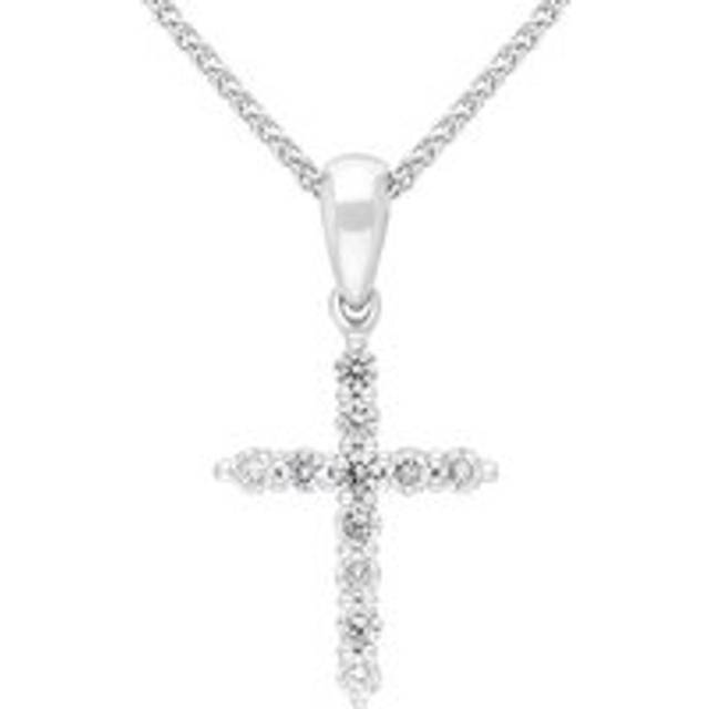 18ct White Gold 0.24ct Diamond Cross Pendant - White Gold