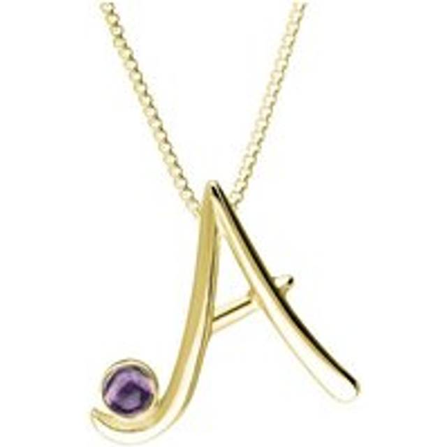 9ct Yellow Gold Blue John Love Letters Initial A Necklace - Yellow Gold