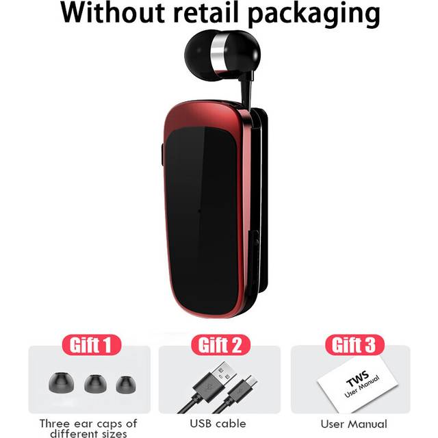 (a-red1) Earphone Bluetooth-compatible Lotus with Wire Wireless Clip on Headset Earphones Handsfree Earbuds headphones in lotus PK F920