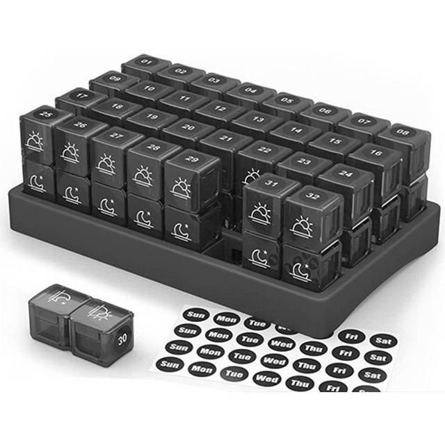 Monthly Pill Box 31 Day AM/PM Daily Pill Case 32 Compartments