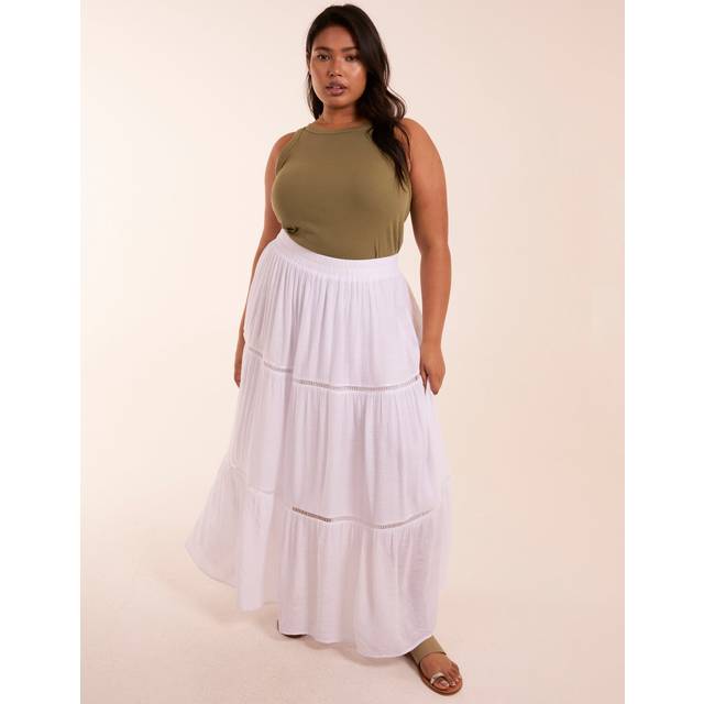 Curve Ladder Trim Maxi Skirt - 26/28 / WHITE