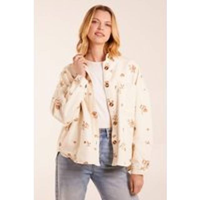 Blue Vanilla Womens Embroidered Overshirt - Beige - Size Small/Medium