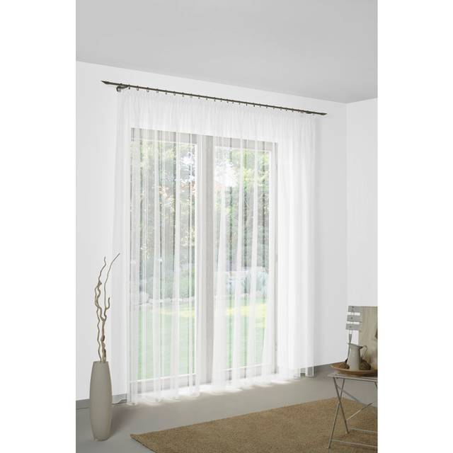 Lambertville Pencil Pleat Semi Sheer Curtain - White (450 W x 225 D cm)