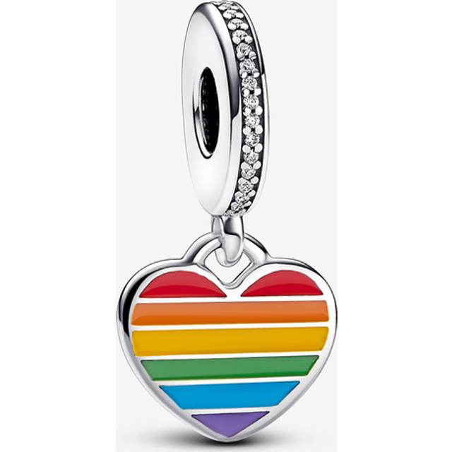 Pandora Pride Rainbow Heart Dangle Charm - Enamel / Sterling silver / Cubic zirconia / Red - one size