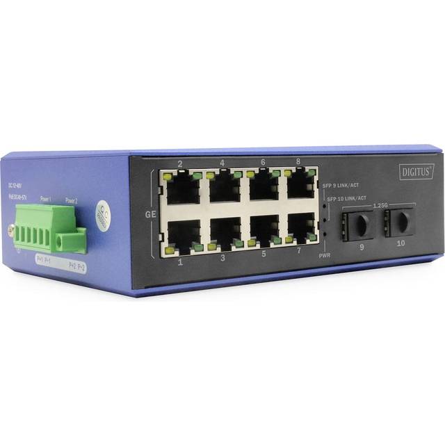 Industrial 8+2 -Port Gigabit Ethernet PoE Switch 8 Port GE PoE RJ45, 2 GE SFP Port