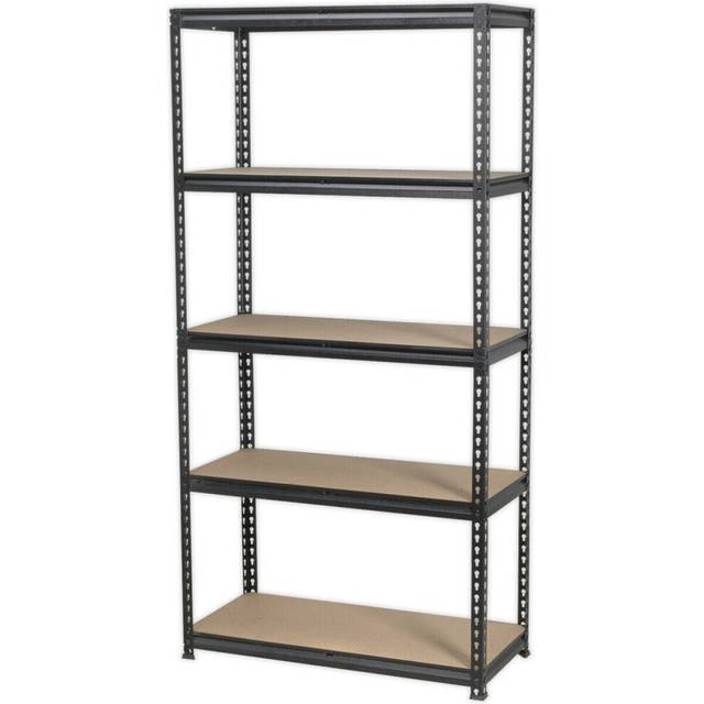 Warehouse Racking Unit with 5 MDF Shelves - 200kg Per Shelf - Steel Frame