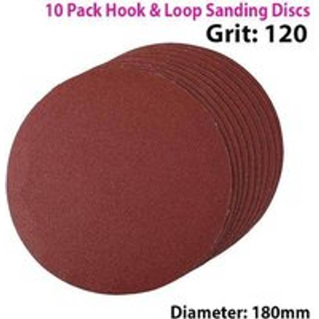 QTY 10 180mm 7 Inch Sanding Discs 120 Grit Orbit Sander Hook & Loop - Multi - One Size