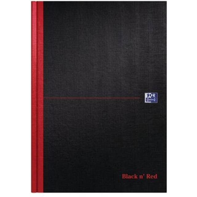 Oxford Black n' Red A4 Hardback Casebound Notebook, Ruled, 192 Page, Pack of 7,Black/red