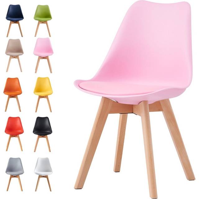 Dining Chairs Designer Side Chairs Wooden Legs Office Home Commercial eva pink 1